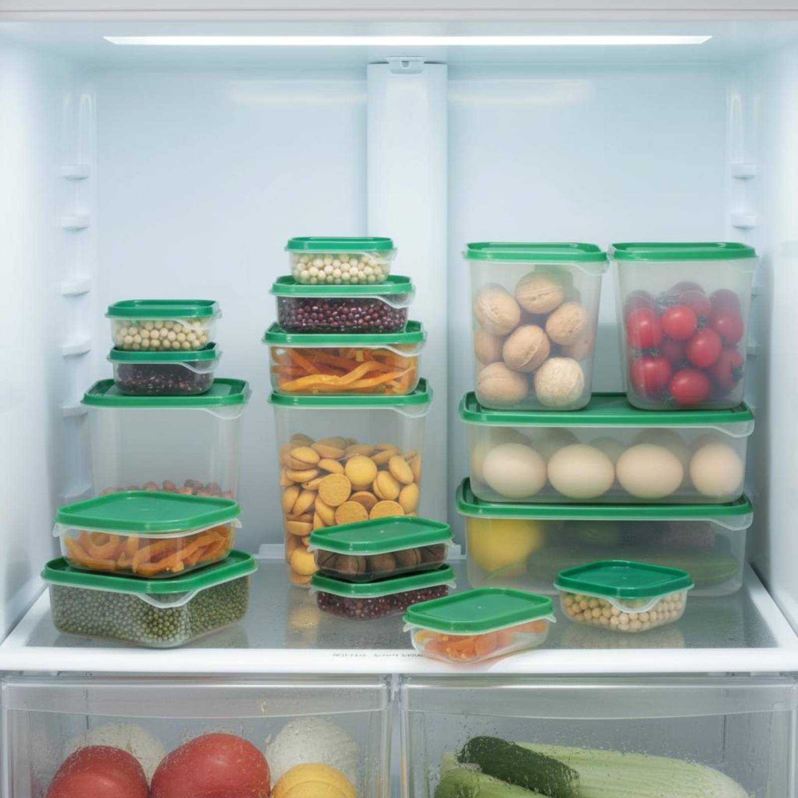 Food Storage Plastic Containers With Lids - 17 Pieces Fridge Storage Box Set