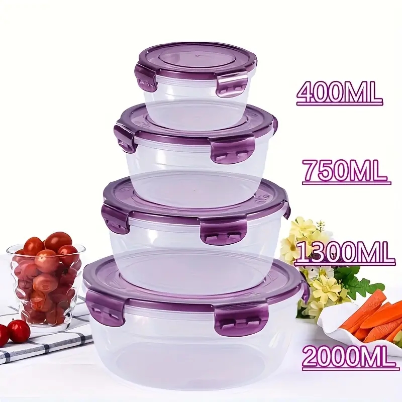 Food Storage Plastic Containers With Lids - 4 Plastic Food Storage Containers, Lunch