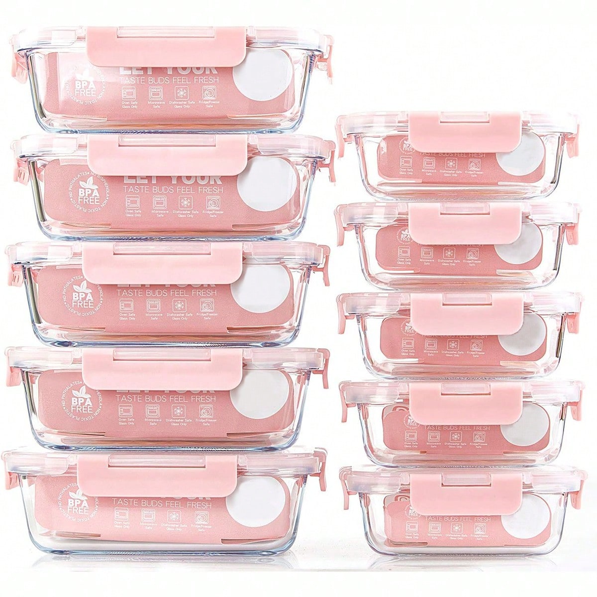 Food Storage Plastic Containers With Lids - 10 Pack Glass Meal Prep Containers,