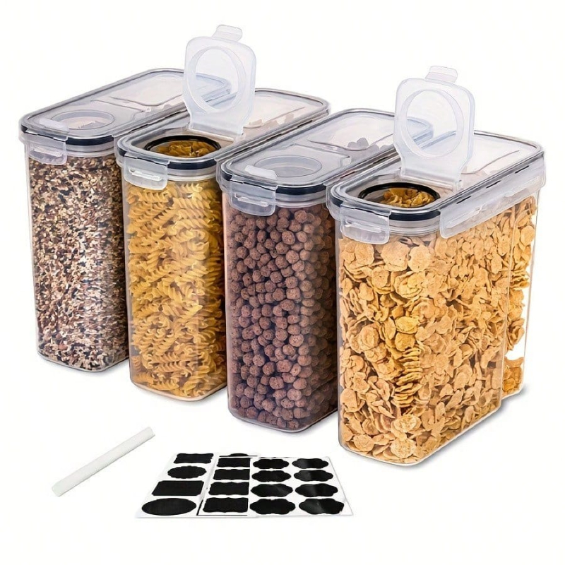 Food Storage For Pantry - 4 Pack Airtight Cereal Dry Food