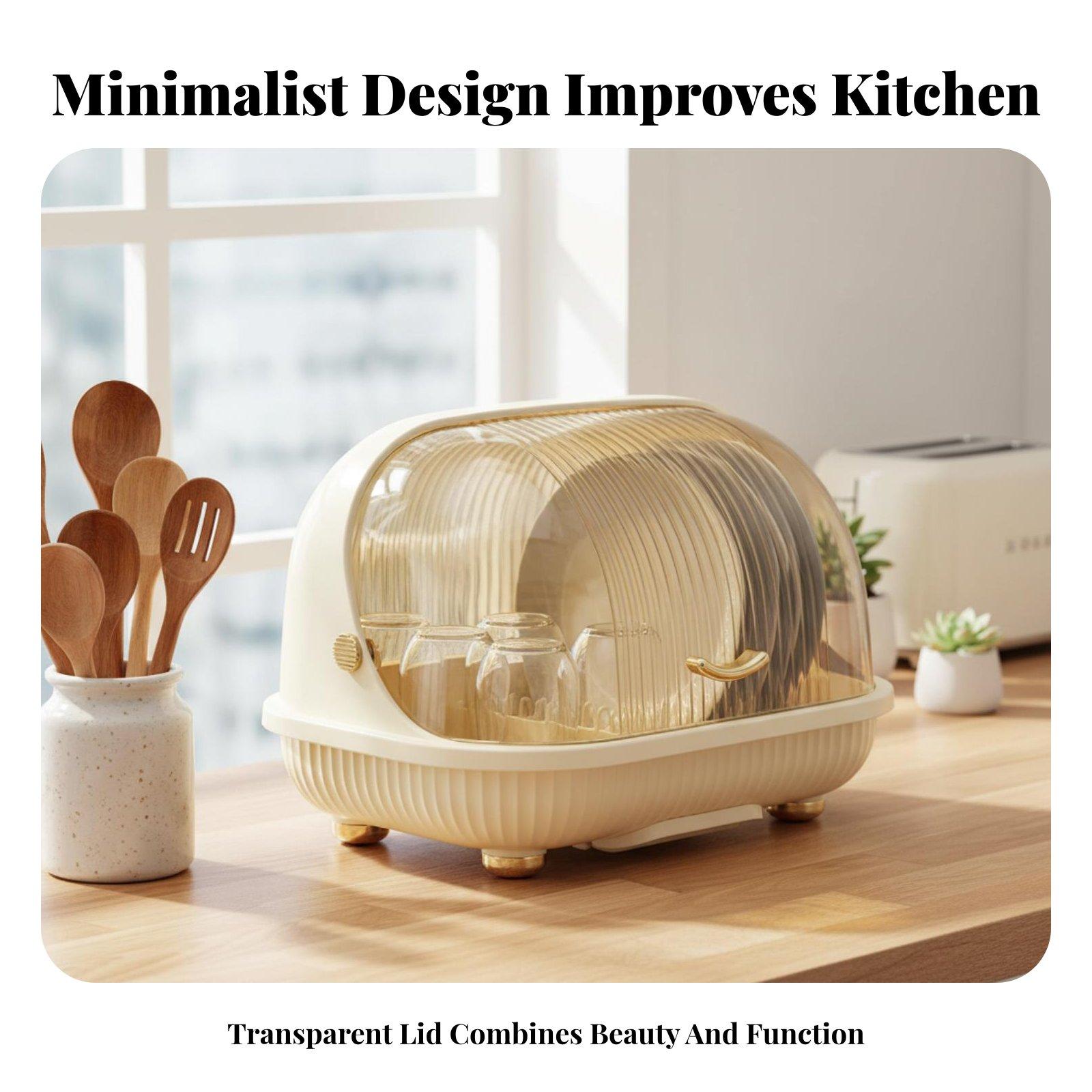 Food Storage Organiser - Polypropylene Kitchen Dish Rack with Drainboard