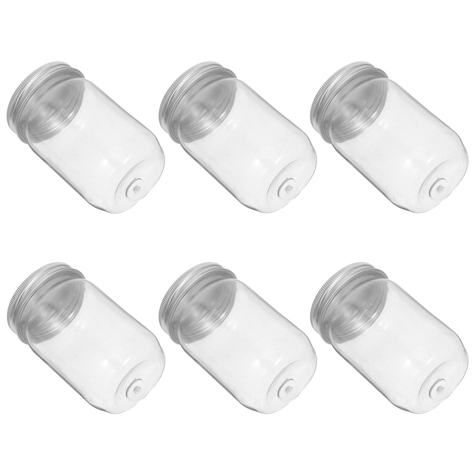 Food Storage Plastic Containers With Lids - 6Pcs Clear Plastic Mason Jars with