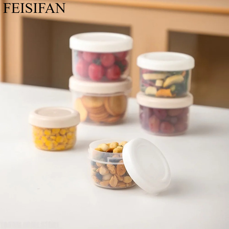 Food Storage Plastic Containers With Lids - Portable Round Plastic Food Storage Container