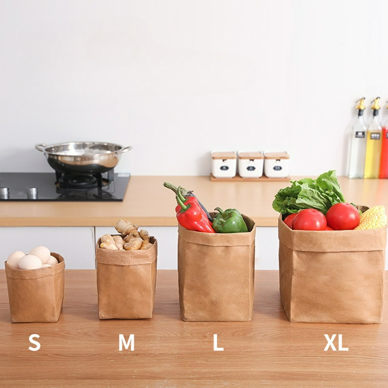 Kraft Paper Bag Washable Paper - Food Storage Reusable Bags ulasan dan harga