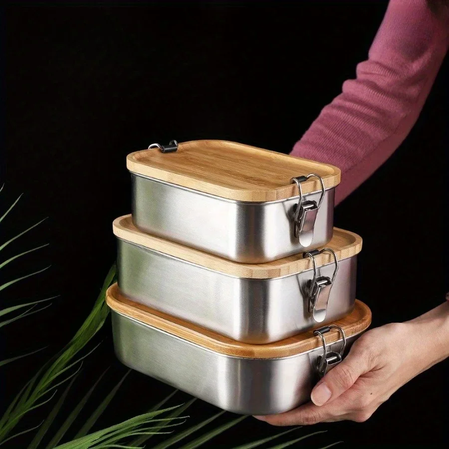 New 304 Stainless Steel Bamboo - Stainless Lunch Box ulasan dan harga
