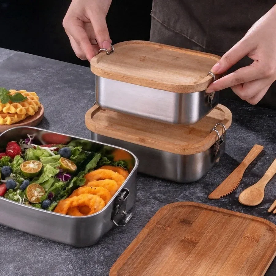 New 304 Stainless Steel Bamboo - Stainless Lunch Box ulasan dan harga