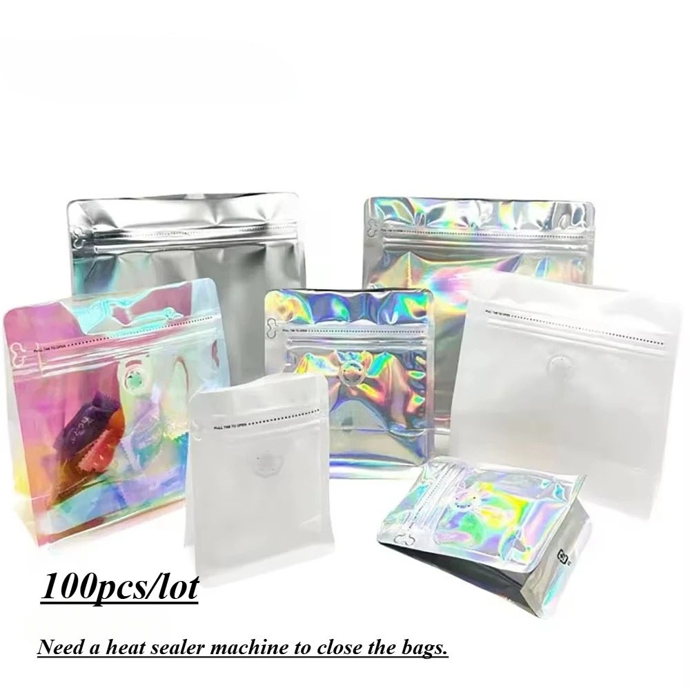 100pcs Pink Rainbow Laser Holo - Food Storage Mylar Bags ulasan dan harga
