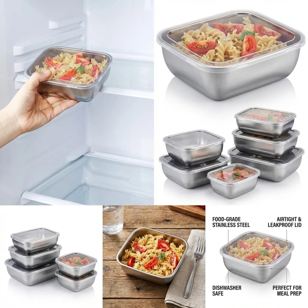 6PCS Stainless Steel Food Stor - Stainless Lunch Box ulasan dan harga