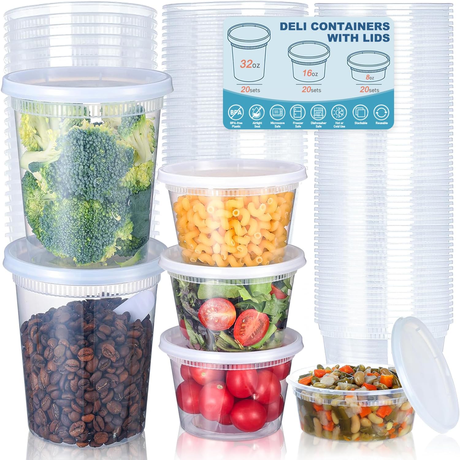 24pcs Deli Food Storage Contai - Food Storage Plastic Containers With Lids ulasan dan harga
