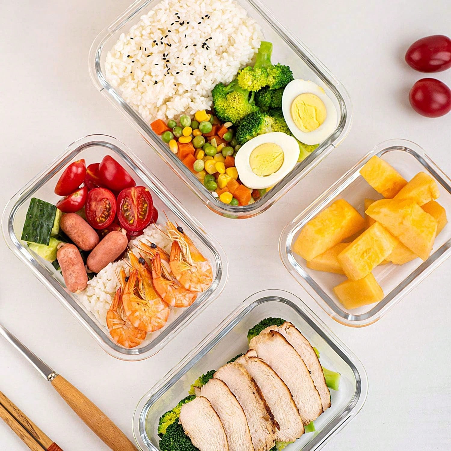 10 Pack Glass Meal Prep Contai - Food Storage Plastic Containers With Lids ulasan dan harga
