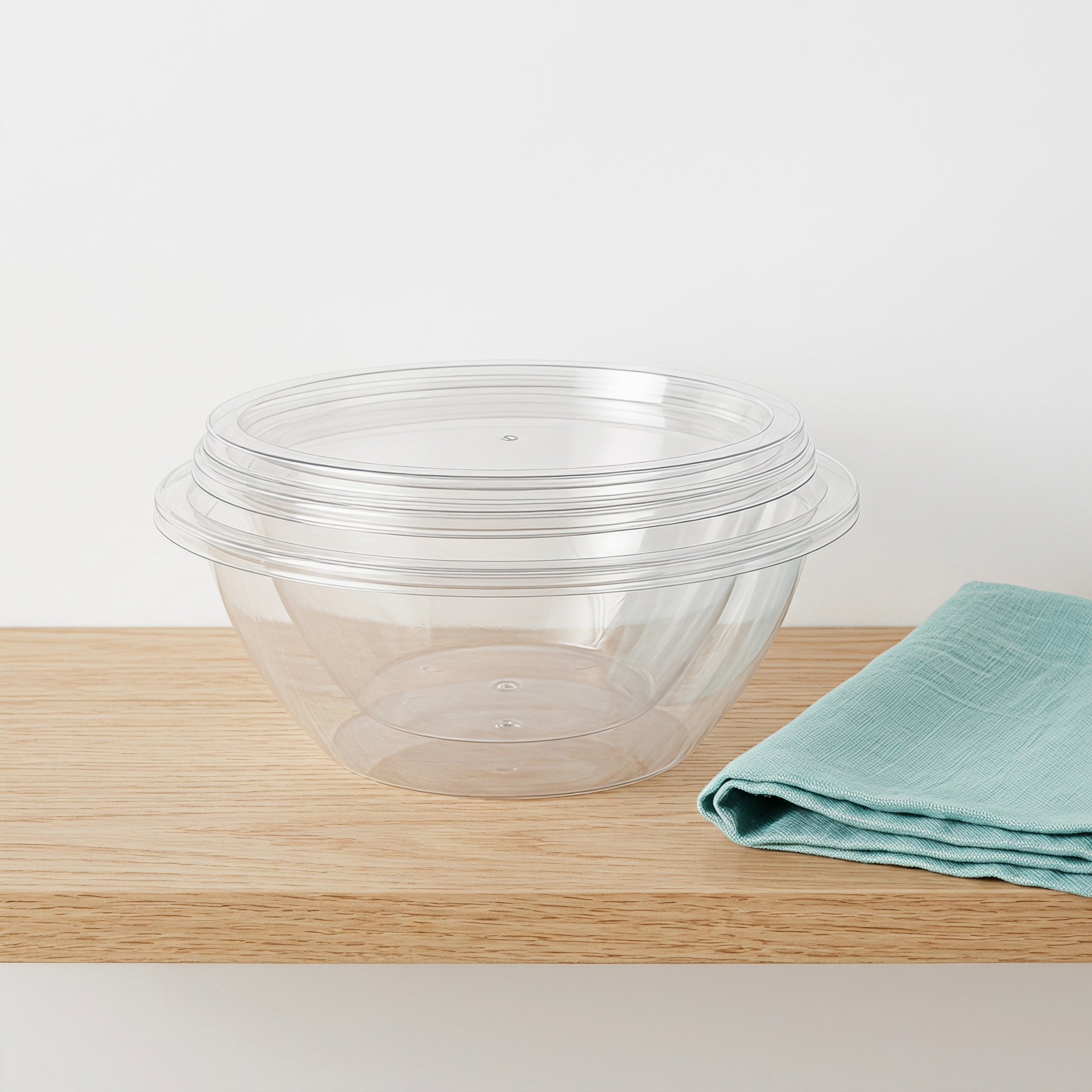 2Sets Clear Salad Mixing Bowls - Food Storage Plastic Containers With Lids ulasan dan harga