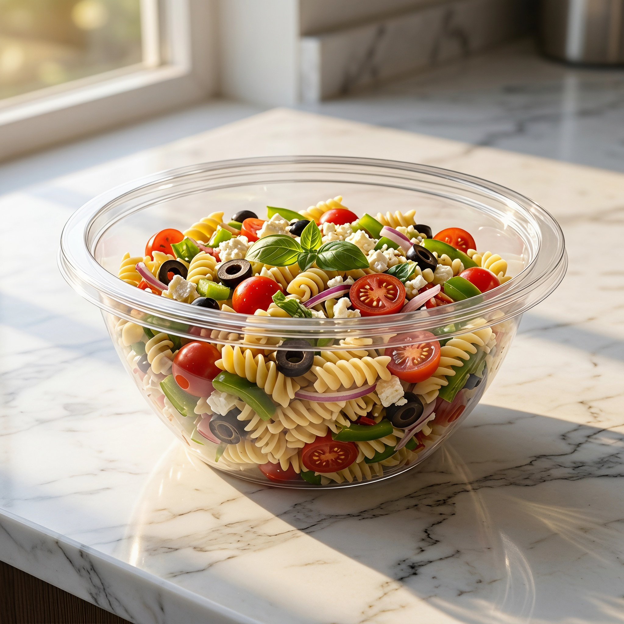 2Sets Clear Salad Mixing Bowls - Food Storage Plastic Containers With Lids ulasan dan harga