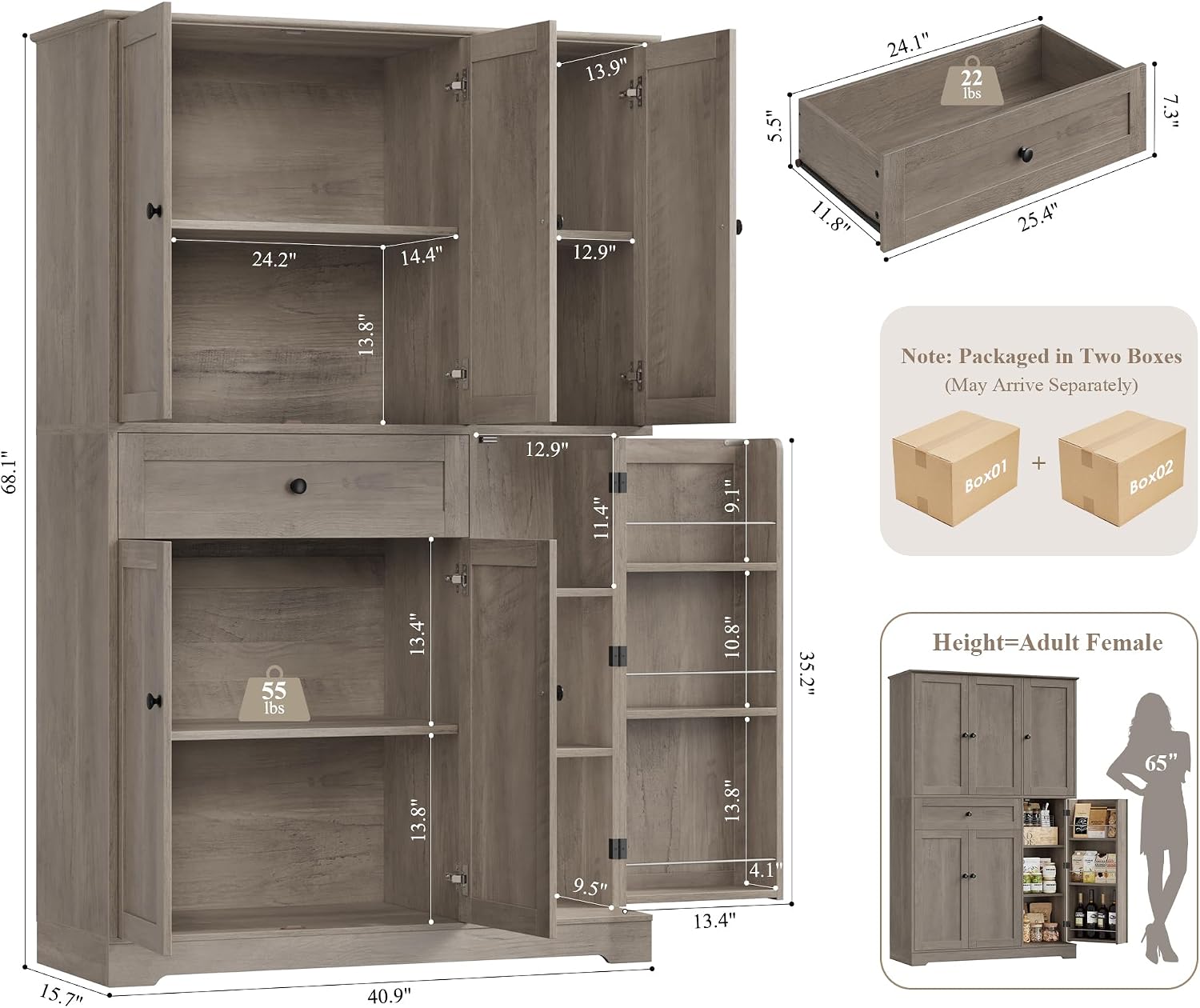 Kitchen Pantry Storage Cabinet - Food Storage Drawers ulasan dan harga