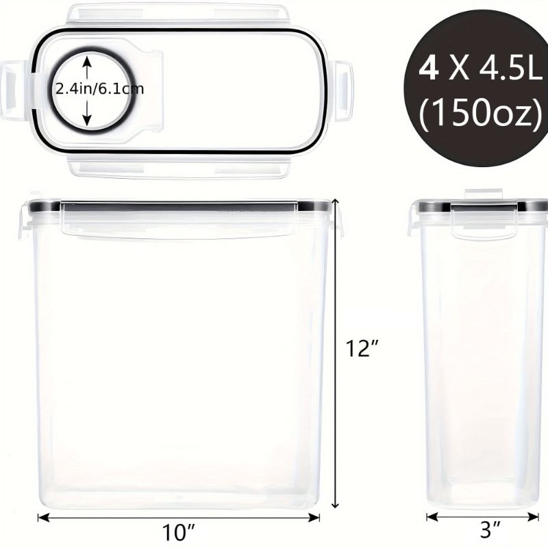 4 Pack Airtight Cereal Dry Foo - Food Storage For Pantry ulasan dan harga