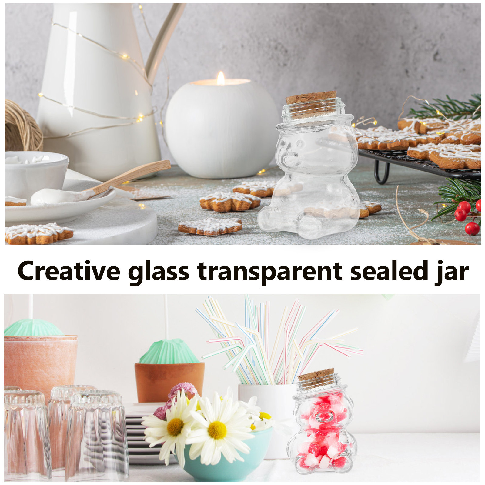 4Pcs Glass Candy Jar Set Trans - Food Storage Containers Set ulasan dan harga