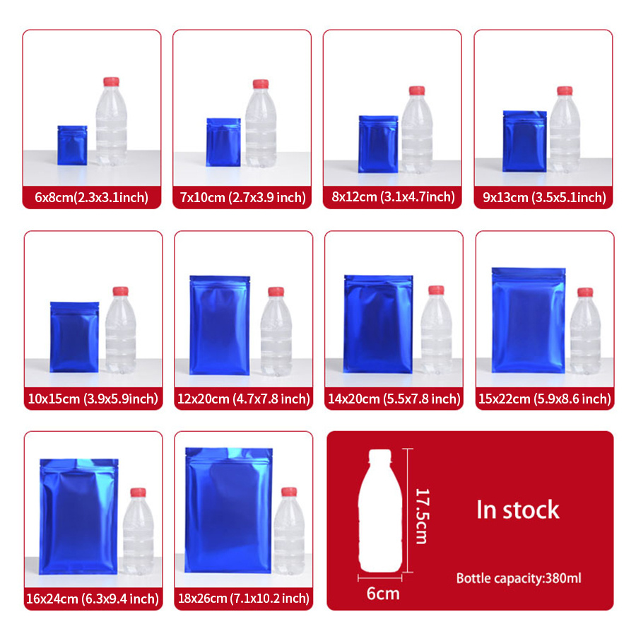 100pcs Matte Blue Foil Zipper  - Food Storage Bags Reusable ulasan dan harga