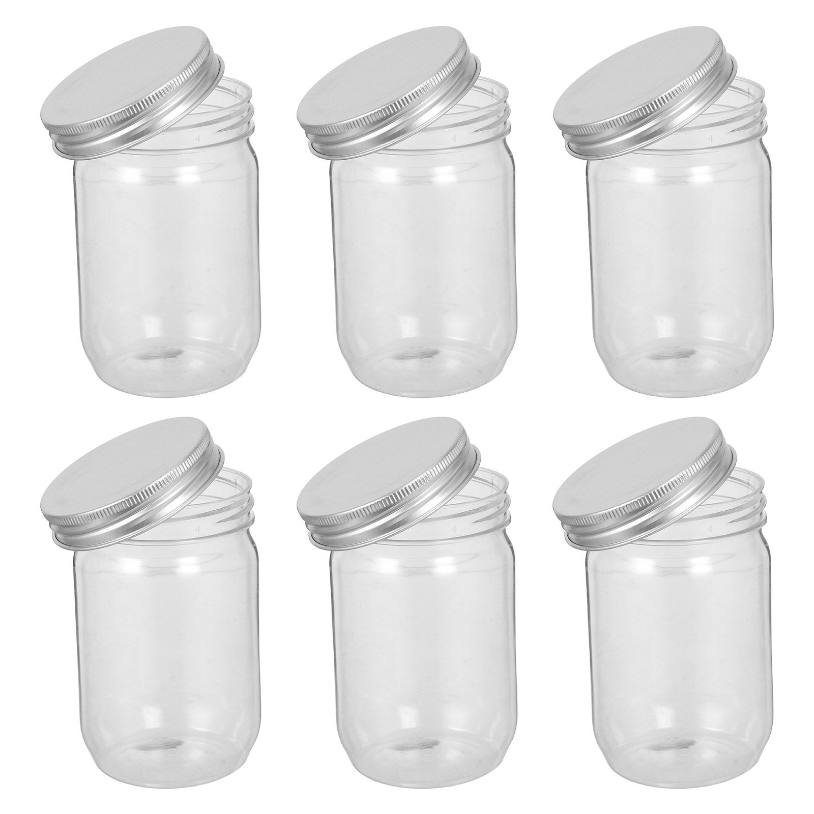 6Pcs Clear Plastic Mason Jars  - Food Storage Plastic Containers With Lids ulasan dan harga