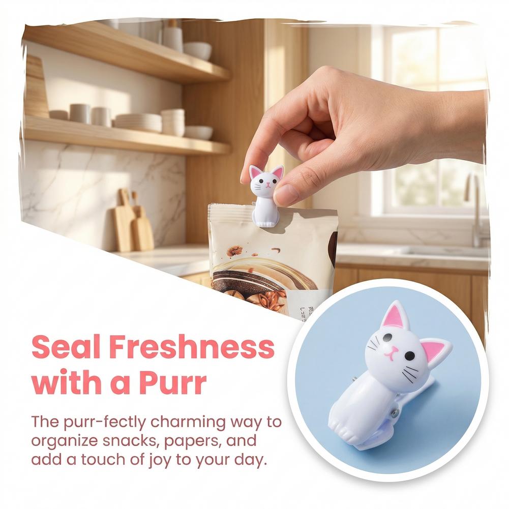 Cute Cat Shaped Bag Clips Reus - Food Storage Bags Reusable ulasan dan harga