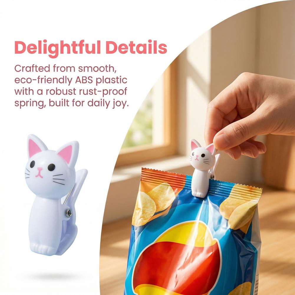 Cute Cat Shaped Bag Clips Reus - Food Storage Bags Reusable ulasan dan harga