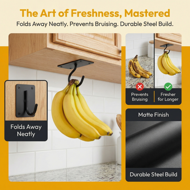 Black Metal Self-Adhesive Bana - Food Storage Time ulasan dan harga