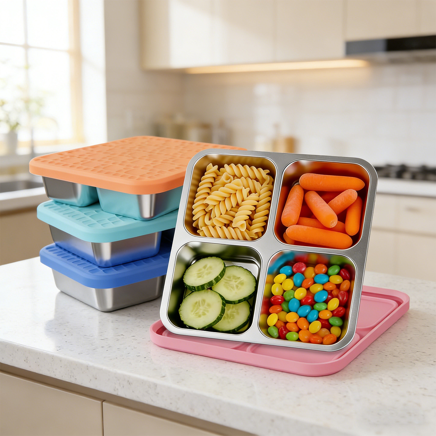 304 Stainless Steel Divided Lu - Stainless Lunch Box ulasan dan harga